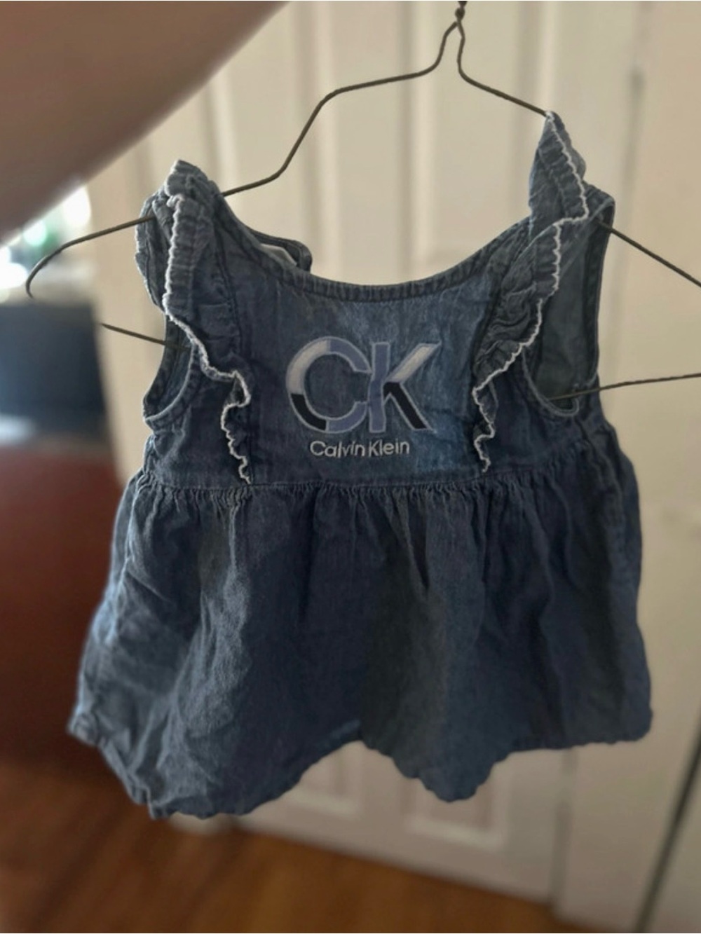 Calvin Klein Toddler Denim-Style Ruffle Tank Top - Blue